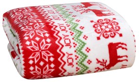 Biela vianočná mikroplyšová deka CHRISTMAS JOY Rozmer: 200 x 220 cm