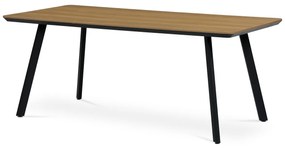 Autronic - Jídelní stůl, 180x90x76 cm, MDF deska s dýhou odstín dub, kovové nohy, černý lak - HT-533 OAK AKCE