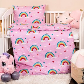 4Home Detské bavlnené obliečky do postieľky Rainbow, 100 x 135 cm, 40 x 60 cm
