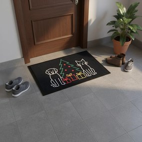 Mercury Flooring, Rohožka Vianoce pri Psíku a mačičky 40x60 cm, 40x60, čierna