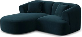 Zamatová rohová pohovka v petrolejovej farbe (ľavý roh/s leňoškou) Campi – Cosmopolitan Design