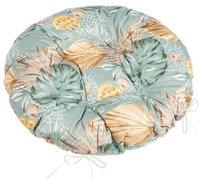 Bellatex Sedák Adela prešívaný okrúhly Monstera ruže žltá, 40 x 40 cm