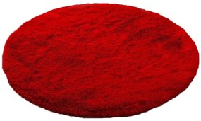 Červený okrúhly shaggy koberec Lana Rozmer: 90 cm