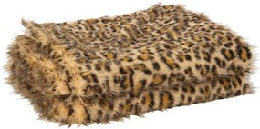 Plyšová deka s leopardím vzorem rezavě hnědá a béžová – 180*130*1 cm