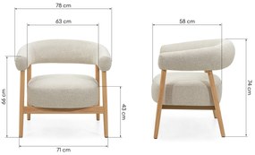 Designové křeslo Montepulciano z masivu světle béžové
