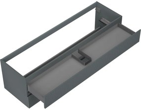 Mexen Rivel, kúpeľňová skrinka 160 cm, 2 zásuvky, drážkovaná, grafitová matná, 91A20-16047-2-BFF66