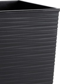 PLASTOVÝ KVETINÁČ FLORE RIFLO SADA 2KS 30X30 CM+25X25 CM ČIERNA