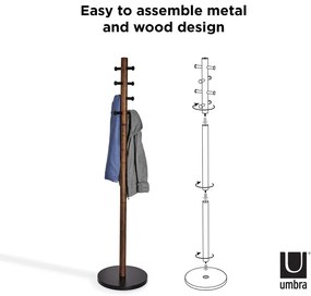 Čierny prírodný vešiak z kaučukového dreva Pillar - Umbra