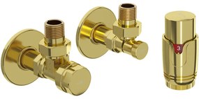 Mexen G00, súprava uhlových ventilov s termostatickou hlavicou a krytkami, zlatá lesklá, W901-900-904-50