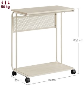 Príručný stolík na kolieskach MIREZO 55x33cm, béžový