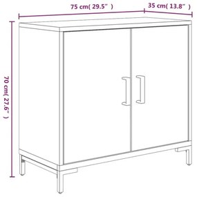 vidaXL Komoda hnedá 75x35x70 cm masívna recyklovaná borovica-