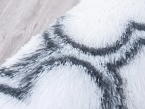 TZ Biely okrúhly vzorovaný koberec shaggy Decor Latern Rozmer: 140 cm