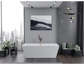 Mexen Lita, voľne stojaca vaňa 170 x 75 cm, biela, ružové zlato prepad, 52121707500-60