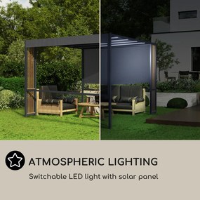 Valence, altánok, 3 x 3 m, UV50+, vodoodpudivý, solárne LED osvetlenie, solárny panel