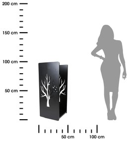 Kovový stojan na drevo Tree, 40x100 cm, čierna
