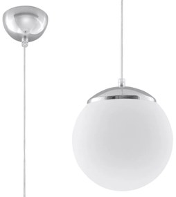 Závesné svietidlo Ugo, 1x biele sklenené tienidlo, (fi 20 cm), ch