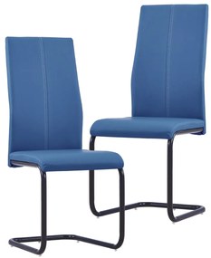 Jedálenské stoličky, perová kostra 2 ks, modré, umelá koža 281767