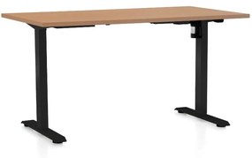 Výškovo nastaviteľný stôl OfficeTech A, 120 x 80 cm, čierna podnož, buk