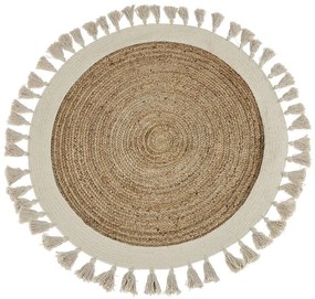 Okrúhly jutový koberec ⌀ 120 cm béžový SAMSUN Beliani