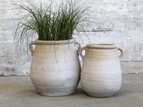 Šedo-béžová antik váza s uškami French Unique L - 34*33*35 cm