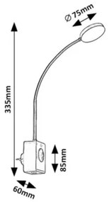 Rabalux 71284 - LED stmievateľné nástenné svietidlo TIVRO 4W/230V s USB adaptérom do zásuvky čierne