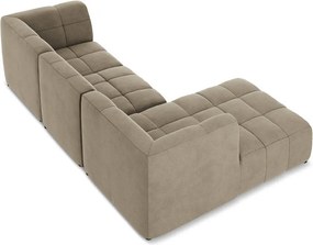 Hnedá zamatová rohová pohovka (ľavý roh/s leňoškou) Aloha – Makamii