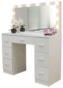 Veľký toaletný stolík biely s osvetlením 80 x 40 x 110cm