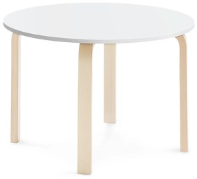 Stôl ELTON, Ø 900x590 mm, laminát - biela, breza