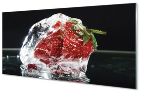Obraz na skle Jahody v ľade kocka 100x50 cm