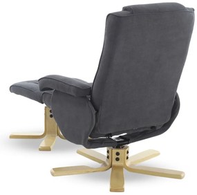 Otočné polohovacie kreslo ROGER + taburet — látka, sivá