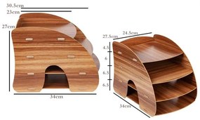 Drevený DIY kancelársky zásobník na dokumenty, organizér na dokumenty 4 priehradky čierny QS211 Čierna