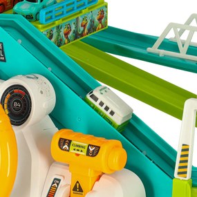 Interaktívna autodráha KIK s parkoviskom, 4 autíčkami a volantom