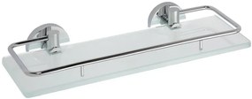 Sapho Sapho, X-ROUND E polička sklenená s výklopnou hrazdou 300x130mm, mliečne sklo, chróm, XR607