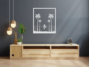 drevko Drevený obraz Palmy a západ slnka