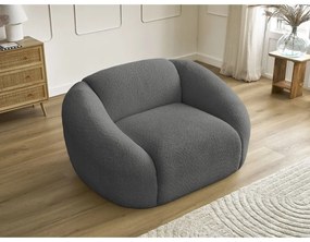 Sivé kreslo z textílie bouclé Tina – Bobochic Paris