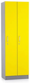 Drevená šatníková skrinka Visio LUX - 2 oddiely, 60 x 42 x 190 cm, žltá
