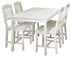 IDEA nábytok Stôl + 4 stoličky 8849 biely lak