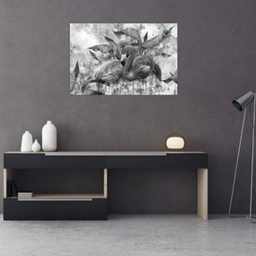Obraz - Plameniaky graffiti (90x60 cm)