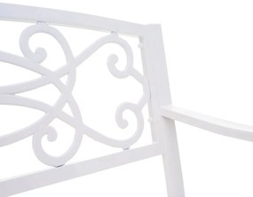 Záhradná lavička HWC-F44, 2-miestna oceľ s práškovým nástrekom - biela