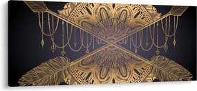 Obraz - Zlatá mandala s šípmi (120x50 cm)