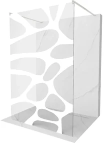 Mexen Kioto, sprchová zástena Walk-In 120 x 200 cm, 8mm číre sklo biely vzor, brúsená oceľ profil, 800-120-002-97-97