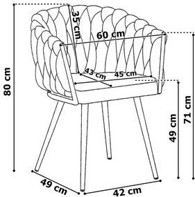 Jedálenská stolička COFTON zamatová, zlatá / ružová