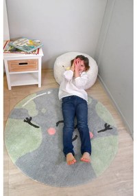 Modrý prateľný ručne tkaný bavlnený detský koberec ø100 cm Big Big World – Lorena Canals