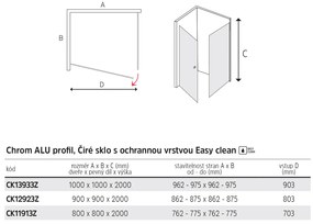 Mereo Mereo, Pivotový sprchový kút, Novea, štvorec, chróm ALU, sklo Číre, dvere L/P a pevný diel, MER-CK12923Z