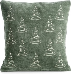 VIANOČNÁ DEKORAČNÁ OBLIEČKA NA VANKÚŠ TREE 45X45 CM TMAVOMÄTOVÁ