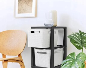 Rotho 2. akosť - Pojazdný stojan, regál s 3 košíkmi, BRISEN TOWER, biela/antracit