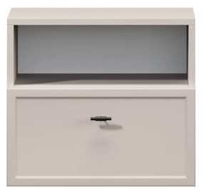 Závesný nočný stolík Lorini 45 cm - kašmírová / čierna úchytka T