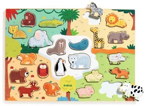 Djeco Drevené vkladacie puzzle: Zvieratká sveta