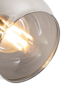 Bodové svetlo v štýle Art Deco čierne s dymovým sklom a drevom - Vidro