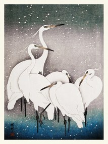 Obrazová reprodukcia Group of Egrets (Japandi Vintage) - Ohara Koson, (30 x 40 cm)